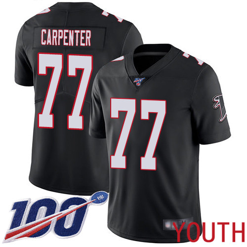 Atlanta Falcons Limited Black Youth James Carpenter Alternate Jersey NFL Football #77 100th Season Vapor Untouchable